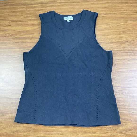 Paris Atelier & Other Stories Large Women Black Tank Top Knit Lasercut Basic EUC - Picture 6 of 9
